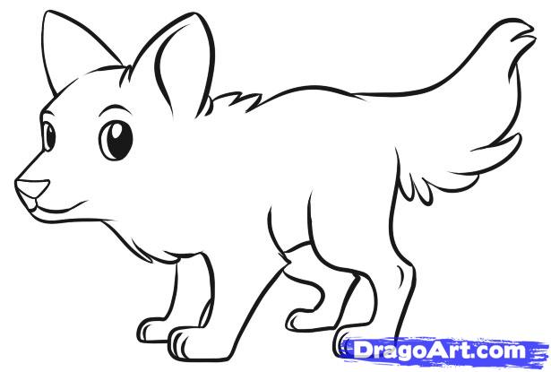 How to Draw a Simple Wolf, Step by Step, forest animals, Animals ...