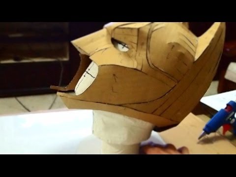 23: Batman Cowl DIY 1/3 - cardboard, cut & hot glue (with template ...