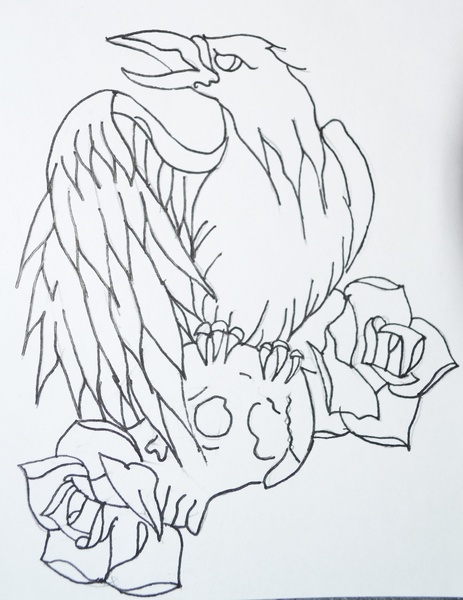 crow tattoo outline Art Print by Steph Stark | Society6