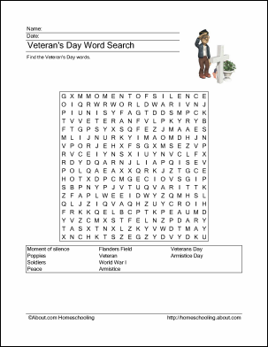 Veterans Day Printables - Veterans Day Wordsearch