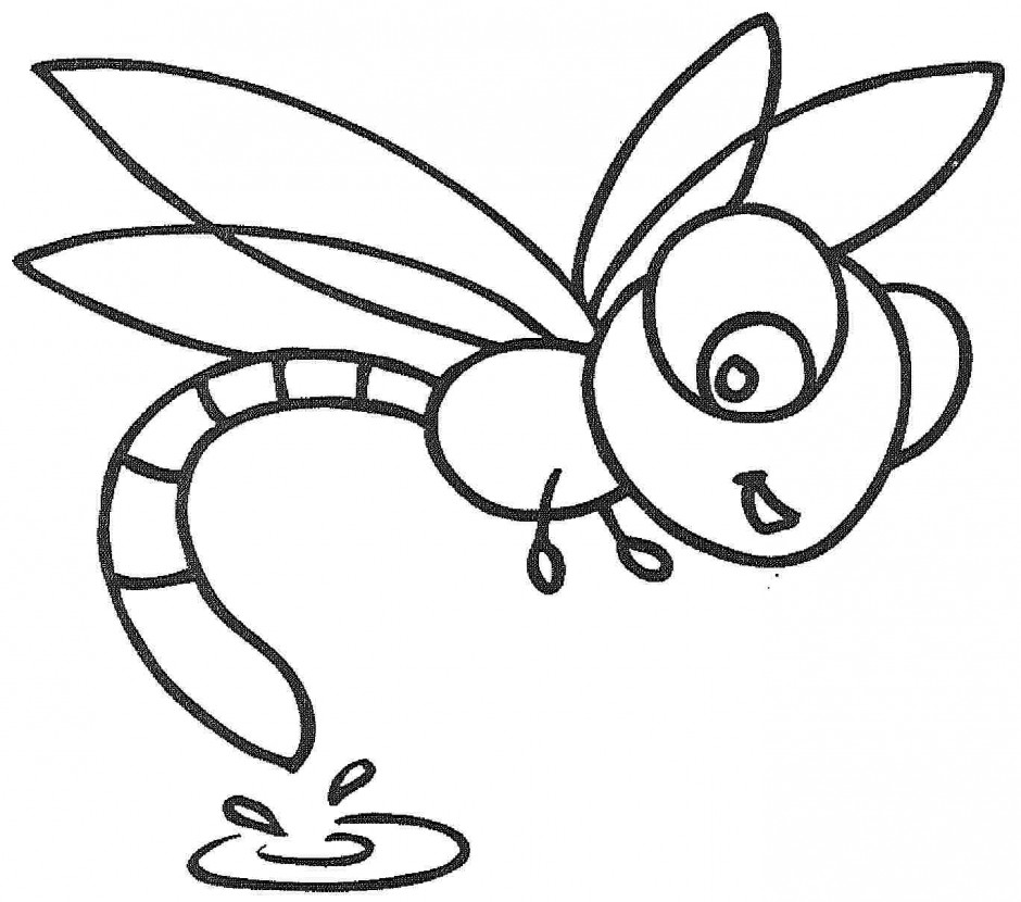 Cartoon Clipart Of A Black And White Happy Running Dragonfly ...