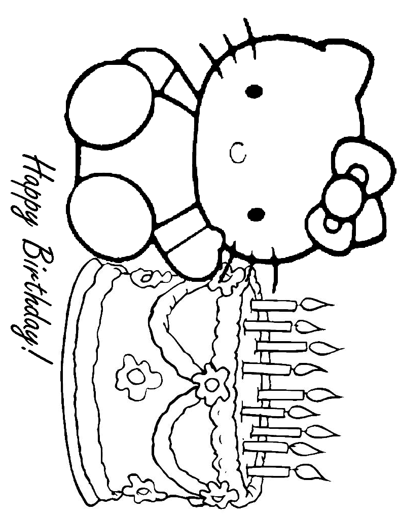 Hello Kitty Happy Birthday Coloring Pages | quoteeveryday.com