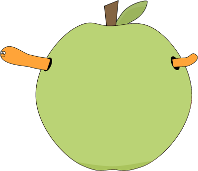 Green Apple and Worm Clip Art - Green Apple and Worm Image