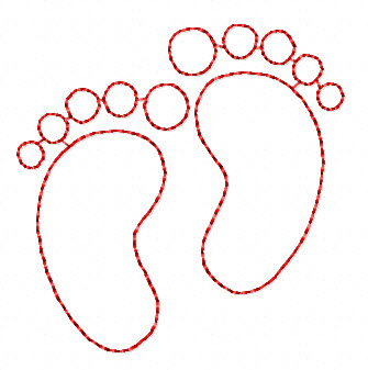 Mini Design - Machine Double Stitch outline of Baby feet foot ...
