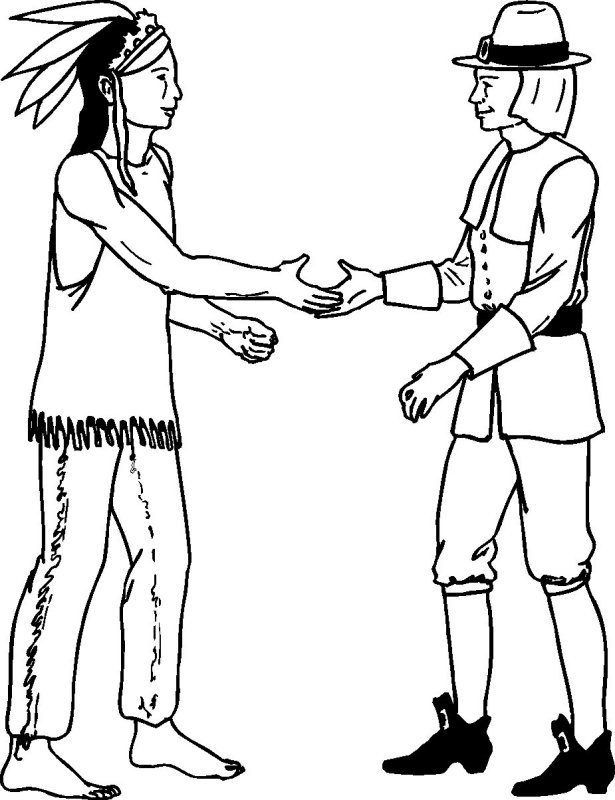 pilgrims and indians Colouring Pages (page 3)