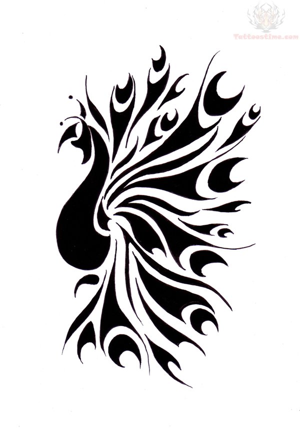 Tribal Peacock Tattoo Design Sample