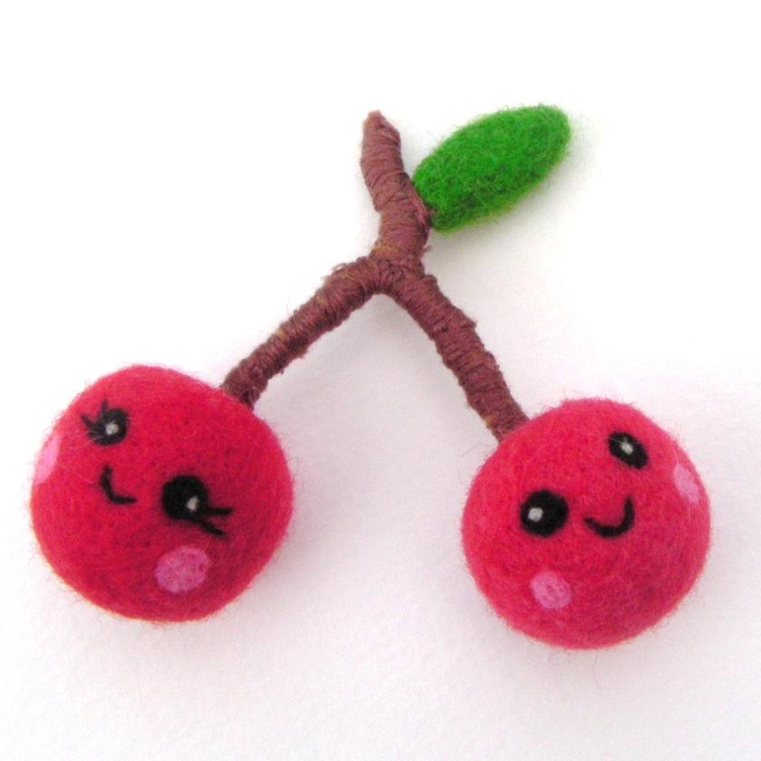 needle felted cherries | Handmade Felt Toys