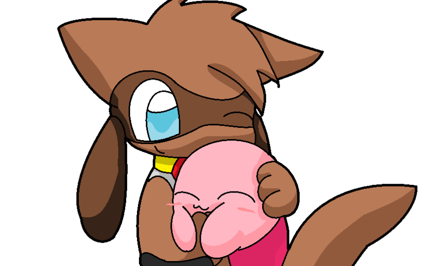 Female Riolu hugging Kirby by YoshiMister on deviantART