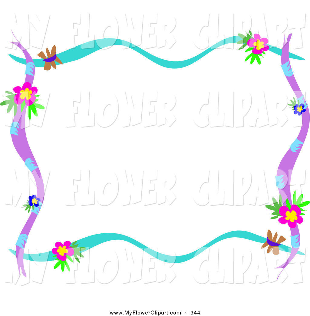 Clip Art of a Pretty Stationery Border of Blue and Purple Branches ...