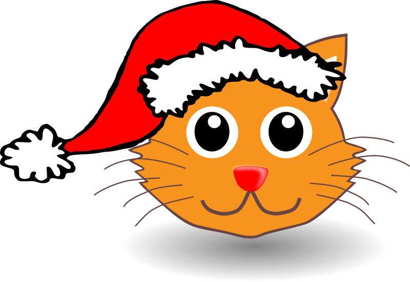 Funny kitty face with Santa Claus hat Free Vector / 4Vector