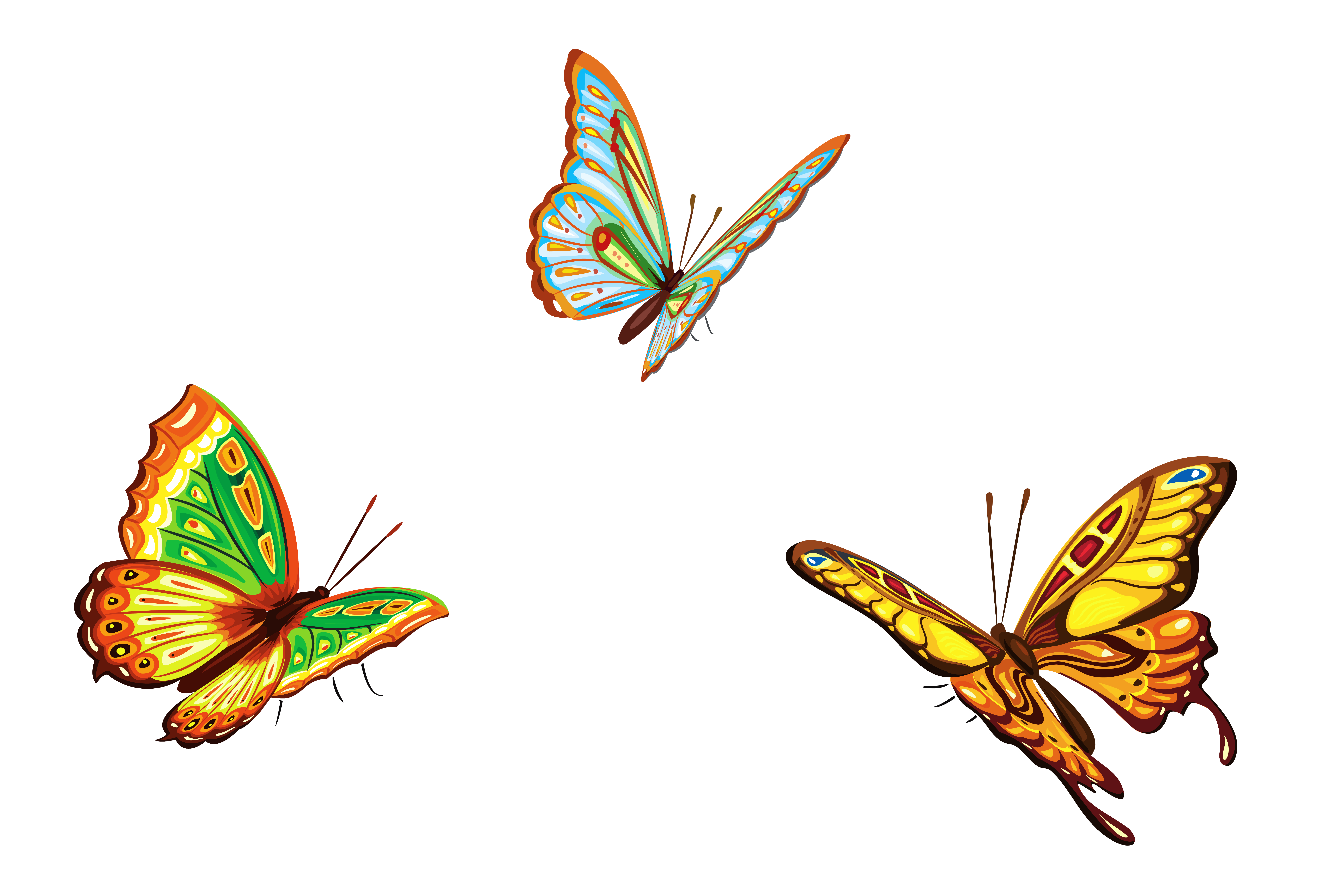 Three Butterflies PNG Clipart Picture
