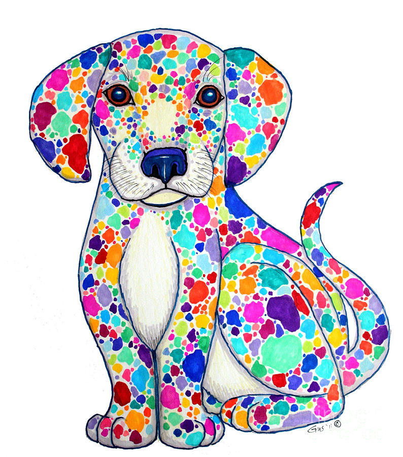 Painted Puppy by Nick Gustafson - Painted Puppy Drawing - Painted ...