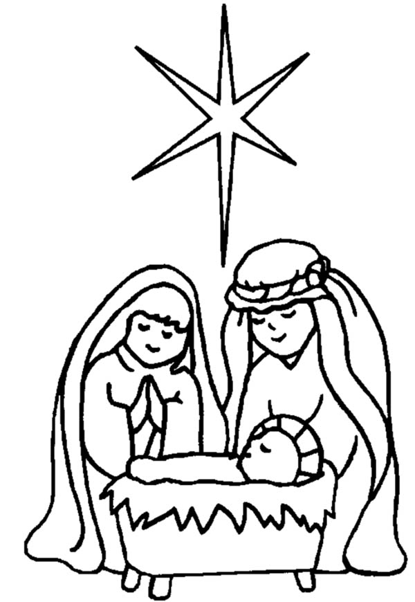 Star Upon Bethlehem Sky When Jesus is Born in Nativity Coloring ...