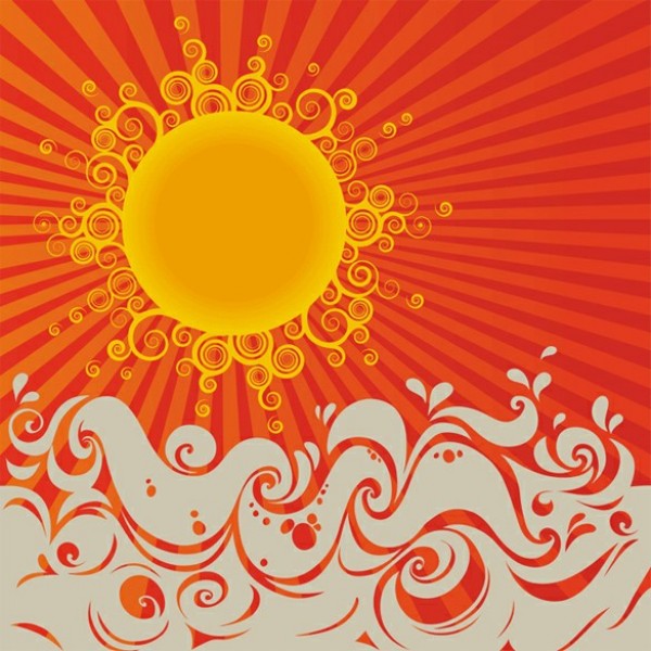 XOO.me :: Sun Over Sea Abstract Art Vector Background