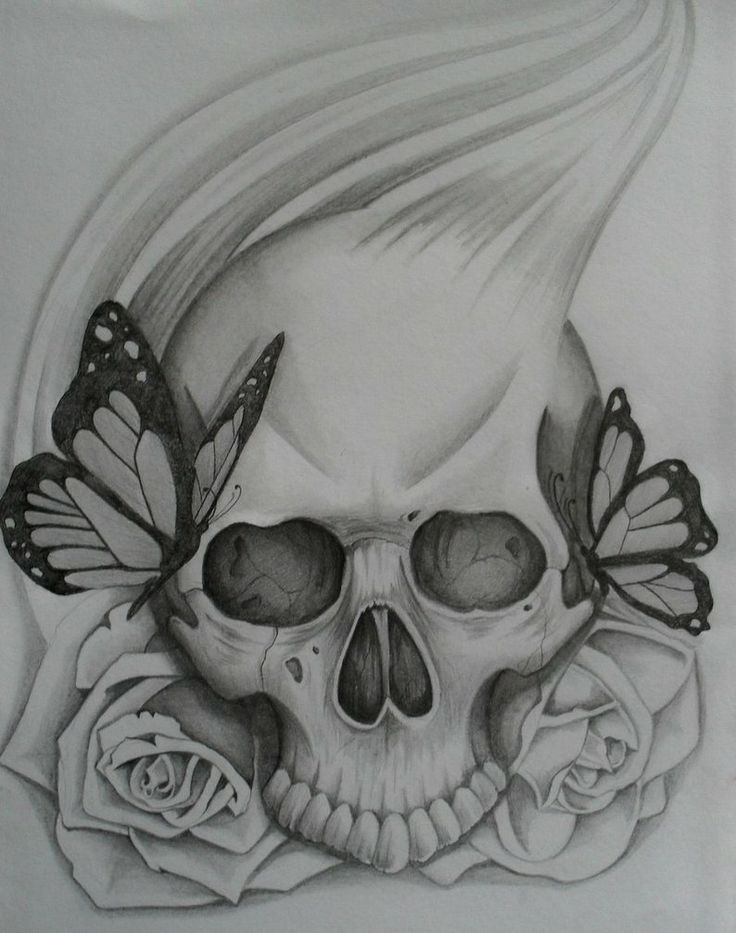 simple skull tattoo | Pin Easy Drawings Of Roses And Skulls ...