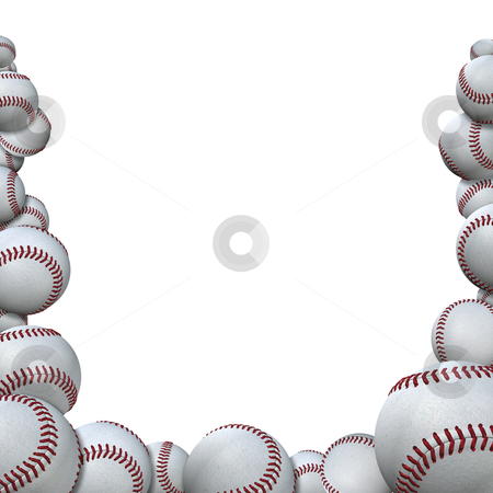 Many Baseballs form Baseball Season Sports Border stock photo