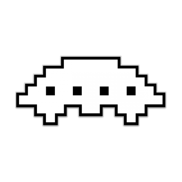 Space Invaders UFO Shaped Sticker | Unixstickers