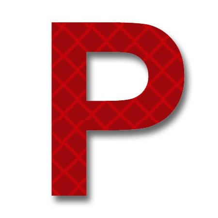 AfterGlow - Retroreflective 2 inch Letter "P" - Red - Package of 10