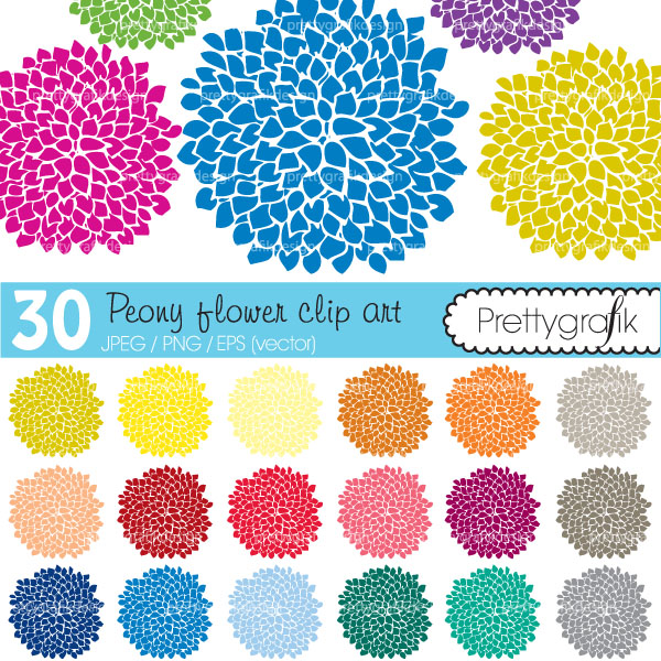 Peony flowers clipart 30 peony flower abstract clipart commercial ...