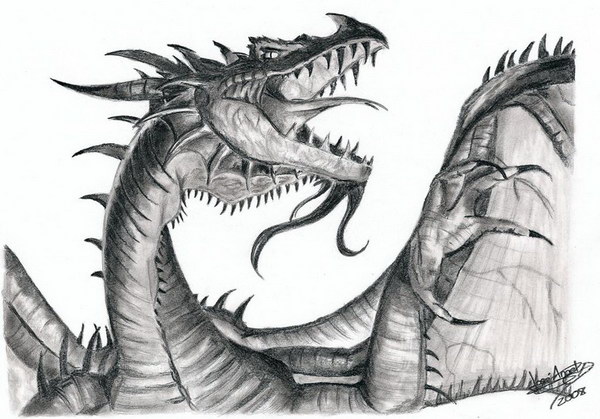 Realistic Dragon Drawing | DrawingSomeone.com