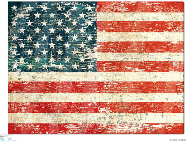 Worn USA Flag" by Peter Horjus Custom Made Fine Art Canvas Print ...
