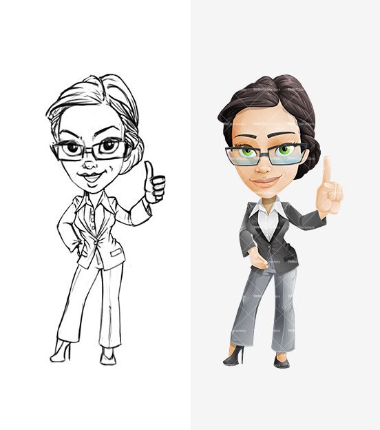 Business Woman Cartoon Character Set