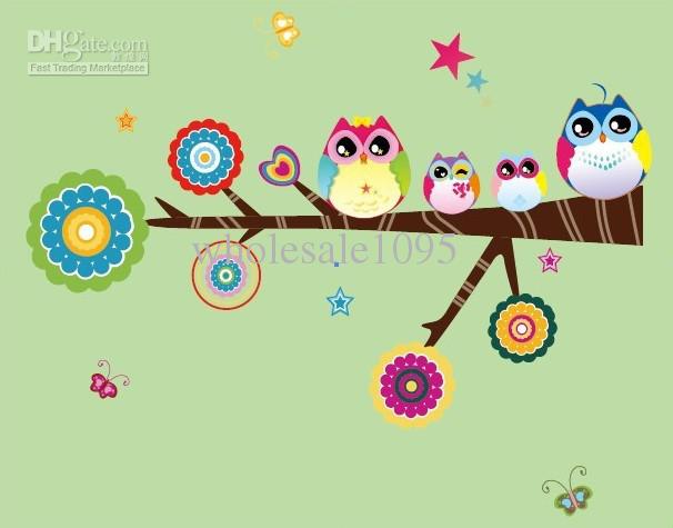 New Children's Room Cartoon Owl Wall Stickers Nursery Owl Wall ...