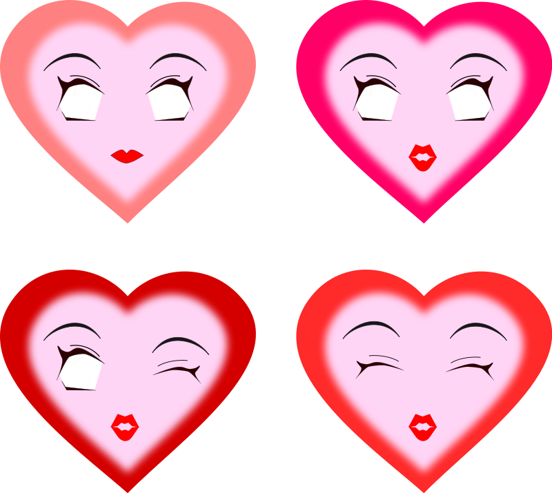Free Stock Photos | Illustration of pink hearts with faces ...