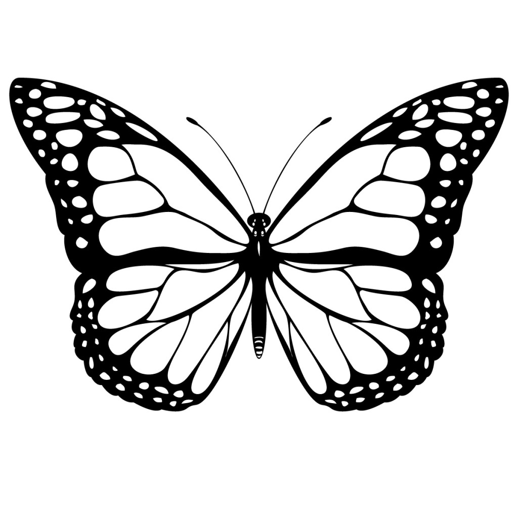 black and white coloring page of monarch butterfly | yooall ...