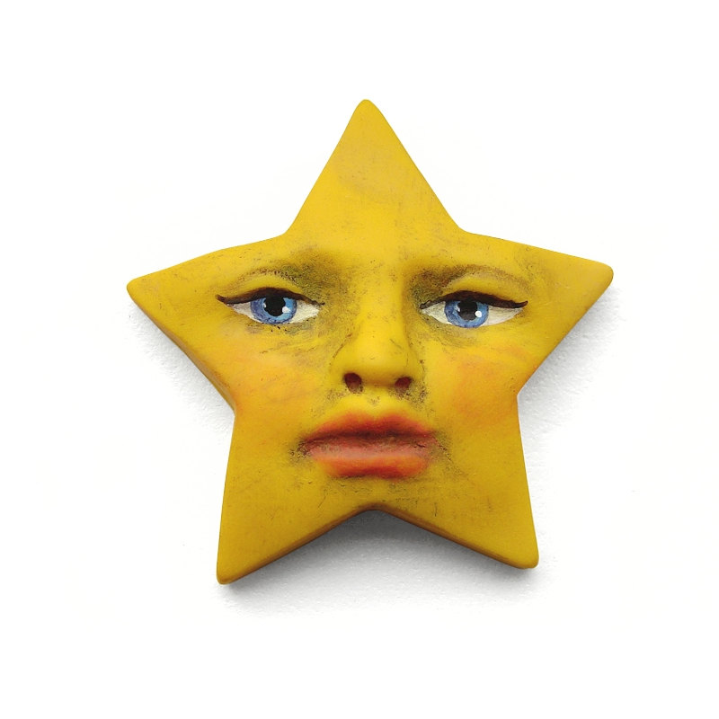 Bright Yellow Star Face Cab Goddess Art Doll by graphixoutpost