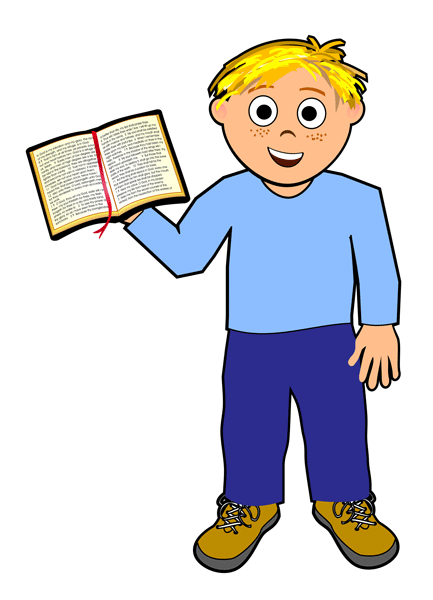 Boy with Open Bible #1 - Free and Easy Christian Clip Art