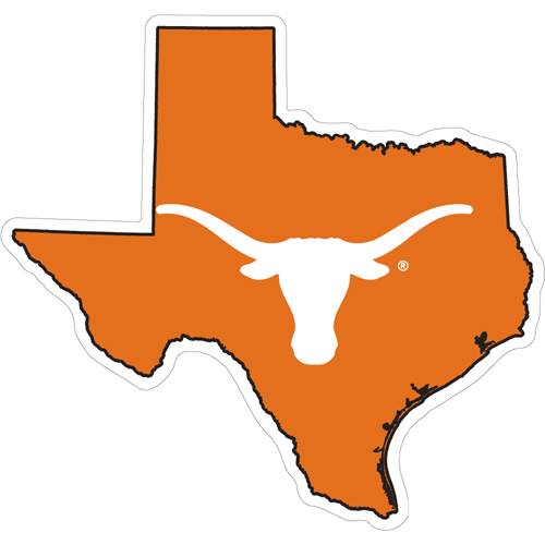 Texas Longhorns Decal Red State of Texas Outline with Longhorn ...