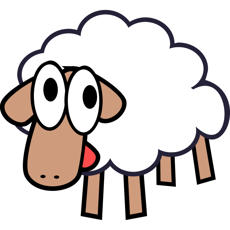 Clipart - White Stupid & Cute Cartoon Sheep