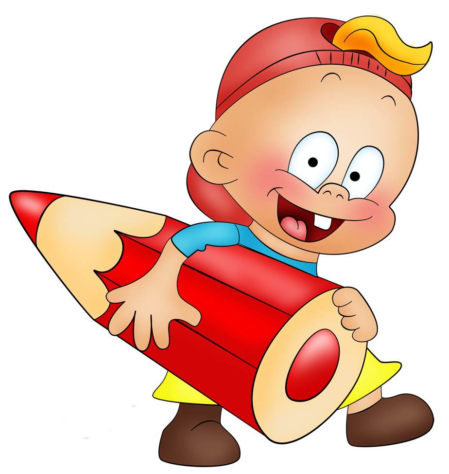 Little Boy with Pencil Cartoon Free Clipart