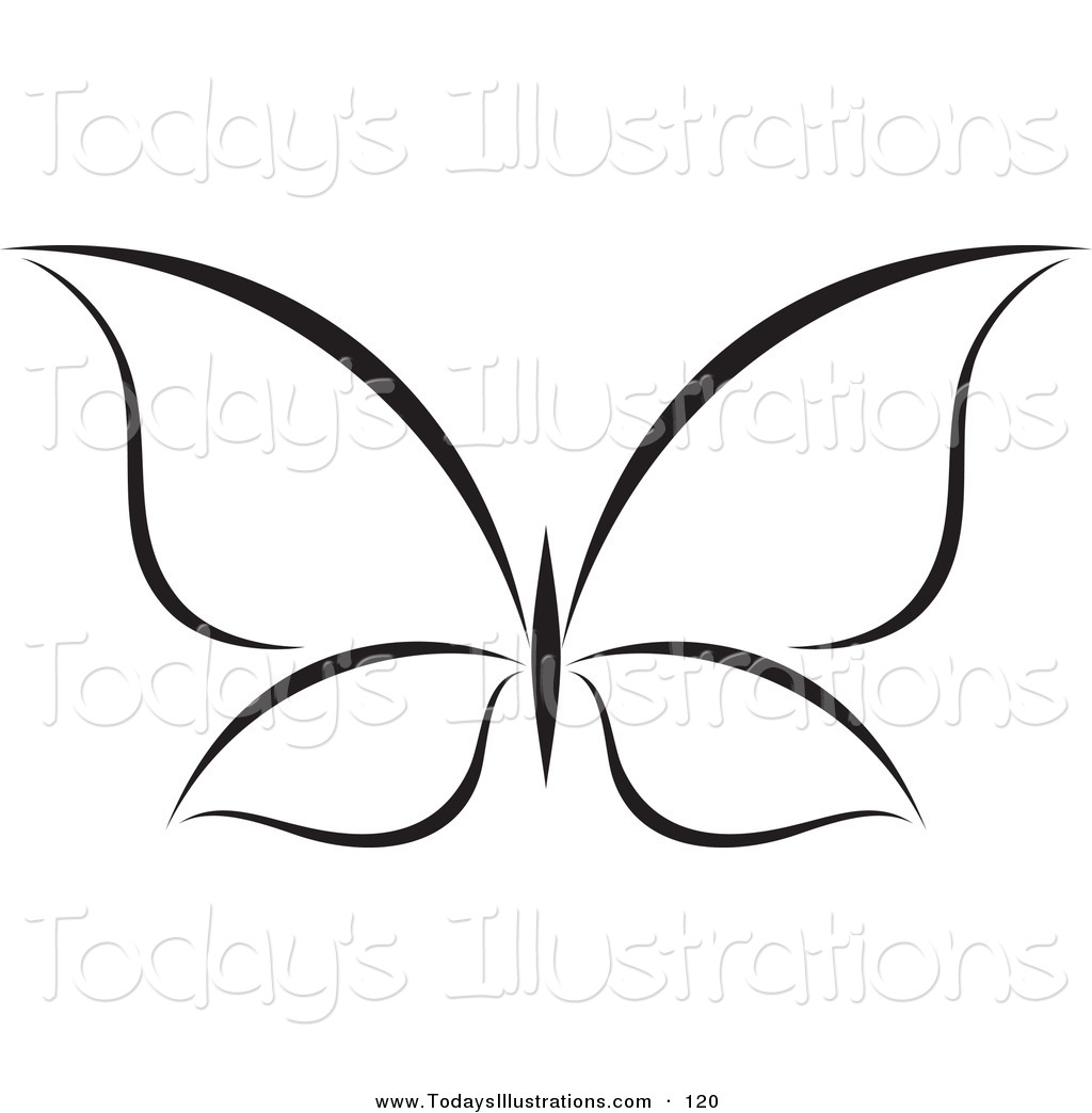 Clipart of a Black and White Butterfly Logo on White by elena - #120