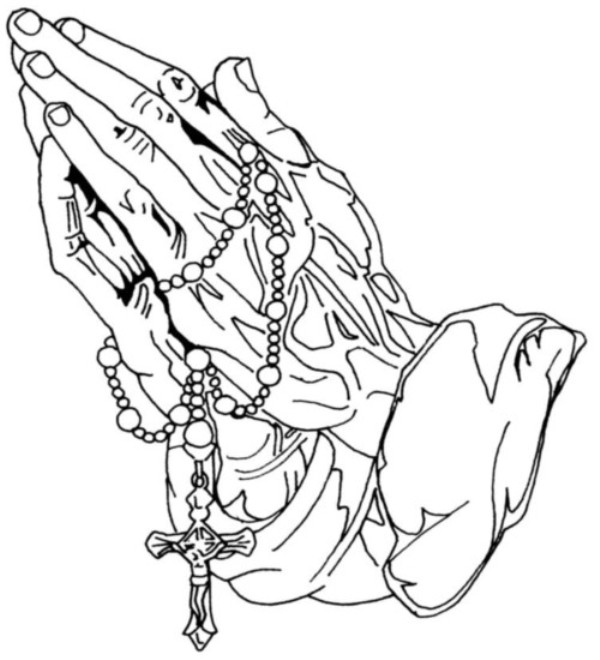 Jesus Hands Praying With Rosary Tattoo