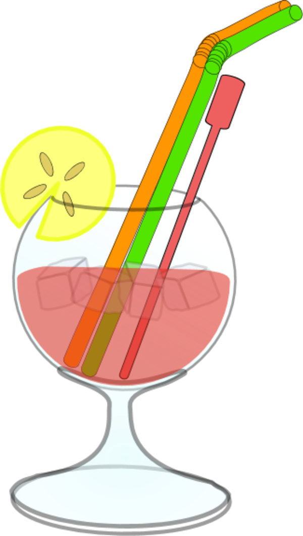 glass juice straw lemon ice - vector Clip Art