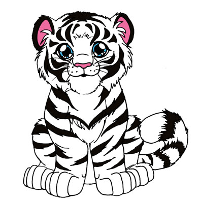 White Tiger Cubs Drawing | About Animals