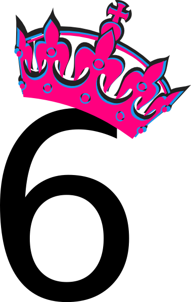 Pink Tilted Tiara And Number 6 clip art - vector clip art online ...