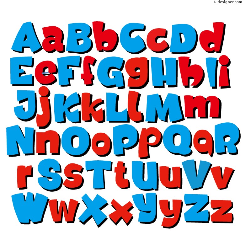 4-Designer | Cartoon alphabet design vector material