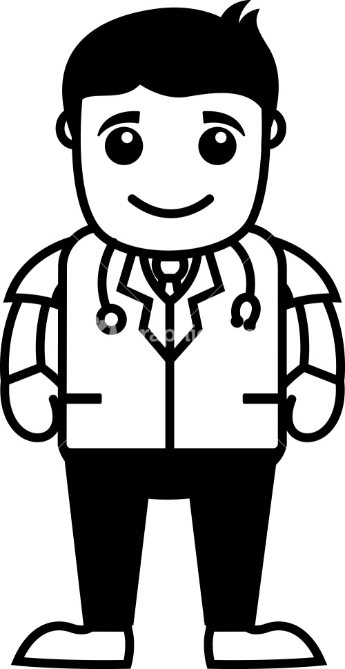 Happy Doctor - Office Cartoon Characters Stock Image