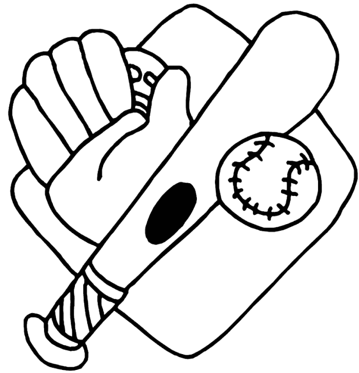Baseball Equipment Coloring Page - Sports Coloring Pages on ...