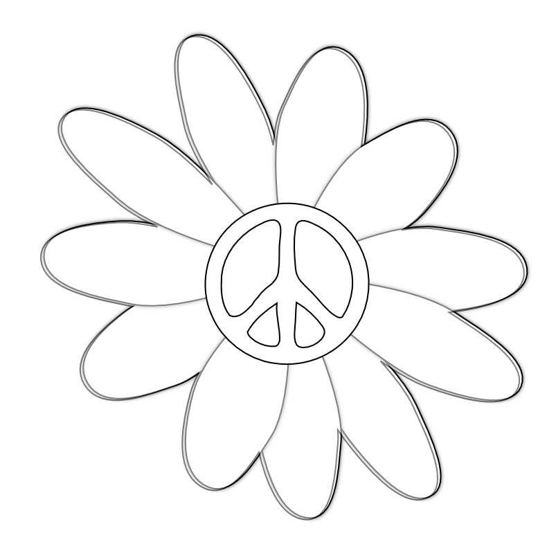 Peace Symbol Peace Sign Flower 7 Black White Line Art Tattoo Tatoo ...