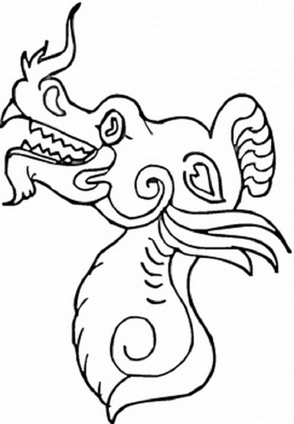 chinese new year dragon head coloring pages | Coloring Kids
