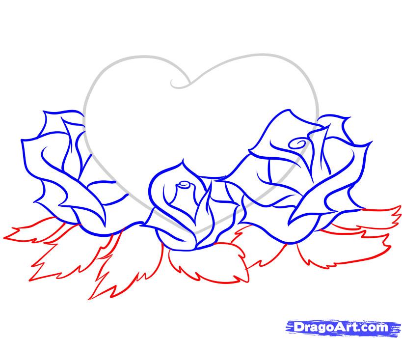 How to Draw Hearts and Roses, Step by Step, Tattoos, Pop Culture ...