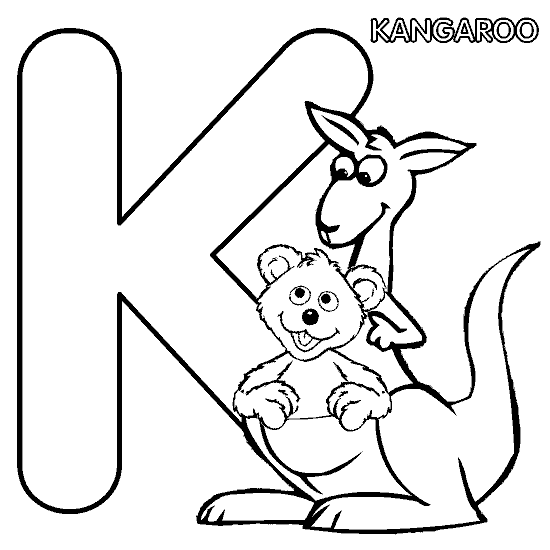 K is for Kangaroo Coloring | Coloring