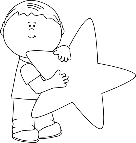 Black and White Boy with a Star Clip Art - Black and White Boy ...