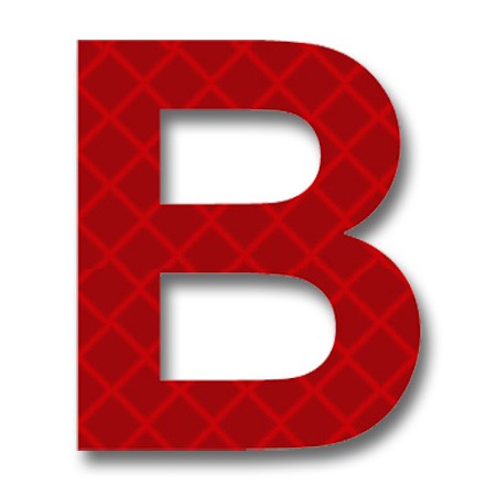 AfterGlow - Retroreflective 2 inch Letter "B" - Red - Package of 10