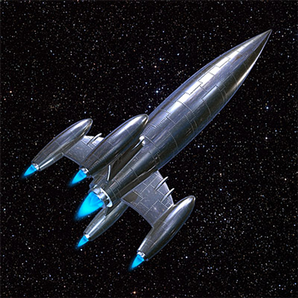 classic silver rocket ship 3d max