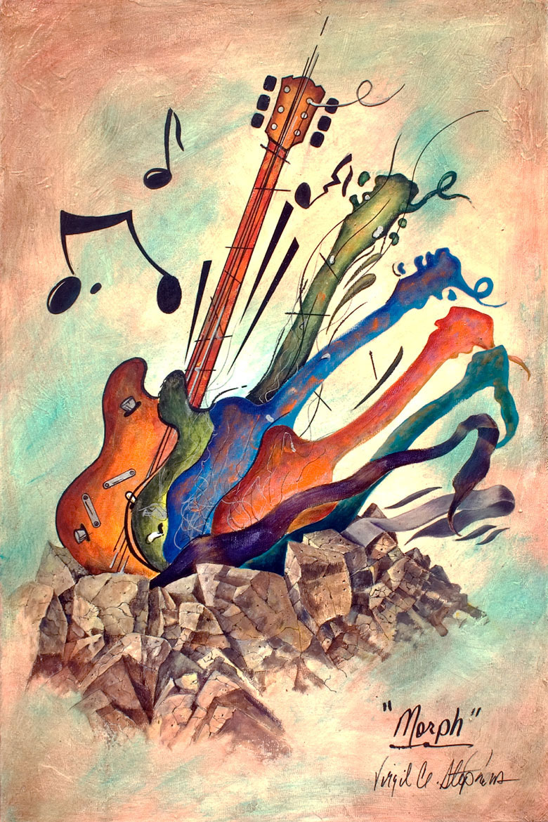 music painting of guitars, music art called "Morph" By Virgil C ...
